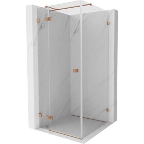 MEXEN/S - Lunar T sprchovací kút dvere krídlové ľavá 90 x 90, transparent, meď kartáčovaná 834T-090-090-65-00-L