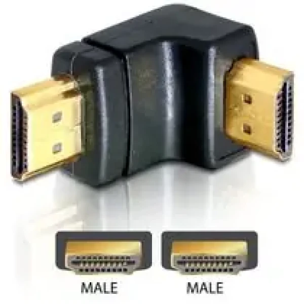 DeLock adaptér HDMI A samec/samec, pravouhlý, dole (65073)