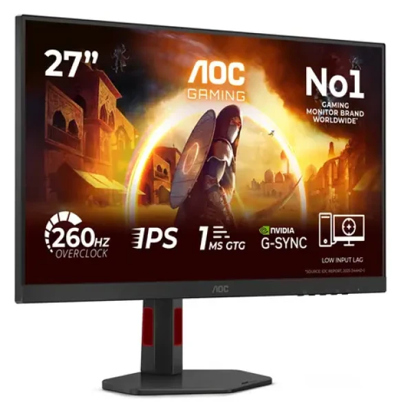 27" AOC 27G4ZR čierna / Monitor / Fast IPS / 1920x1080 / 260Hz / 0,3ms MPRT / HDR10 / 2× HDMI + DP / Pivot (27G4ZR)