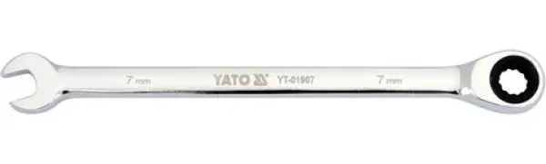 YATO YT-01907 / Kľúč očkoplochý račňový 7 mm / 130 mm (YT-01907)