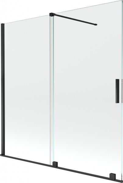 MEXEN/S - Velar Dvojkrídlová posuvná vaňová zástena 160 x 150, transparent, čierna 896-160-000-01-70