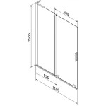 MEXEN/S - Velar L dvojkrídlová posuvná vaňová zástena 110 x 150, dekor, biela 896-110-003-31-20