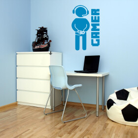 Veselá Stena Samolepka Gamer Farba: modrá, Veľkosť: 100 x 60 cm