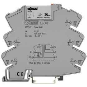 WAGO 857-303 reléový modul Menovité napätie: 12 V/DC Spínací prúd (max.): 6 A 1 prepínací 1 ks; 857-303
