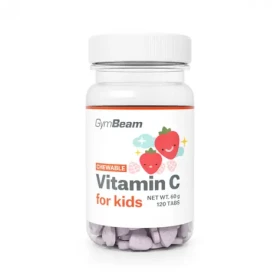 Vitamín C, tablety na cmúľanie pre deti - GymBeam (jahoda, 120 tab.) (63730-1-120tab-strawberry)