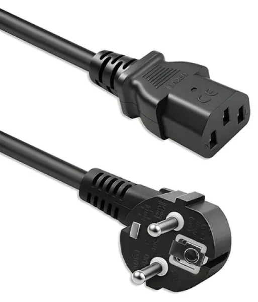 Napájací kábel Schuko - IEC C13 pravouhlý 2 m / Napájací kábel / CEE7/7 - IEC C13 / 3x0,75 mm2 / meď (54620)