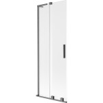 MEXEN/S - Velar L dvojkrídlová posuvná vaňová zástena 75 x 150, dekor, grafit kartáčovaná 896-075-003-31-66