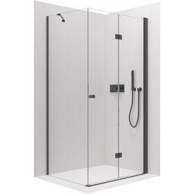 CERANO - Sprchovací kút Volpe L/P - 6 mm - čierna matná, transparentné sklo - 100x70x190 - zalamovacia CER-427339