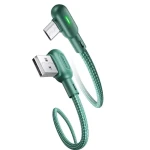 USAMS SJ458 U57 Kábel Braided MicroUSB 1.2m zelená / pravý uhol / s osvetlením (6958444948614)