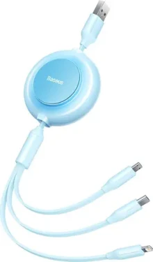 Baseus CAMJ010017 Kábel USB-A (M) - Micro USB (M) amp; Lightning (M) amp; USB-C (M) 1.1 m modrá (CAMJ010017)