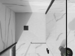 MEXEN/S - Stone+ štvorcová sprchová vanička 80 x 80, biela, mriežka čierna 44108080-B