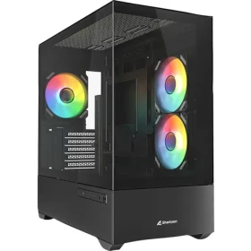 Sharkoon MK6 RGB čierna / Micro ATX / 2x USB 3.2 / 1x USB-C / 3x 120mm / bez zdroja / priehľadná bočnica (4044951041794)