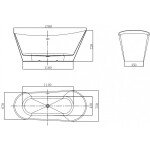 MEXEN/S - Dora voľne stojaca vaňa 170 x 75, biela, sifón a prepad biela 52071707500-20