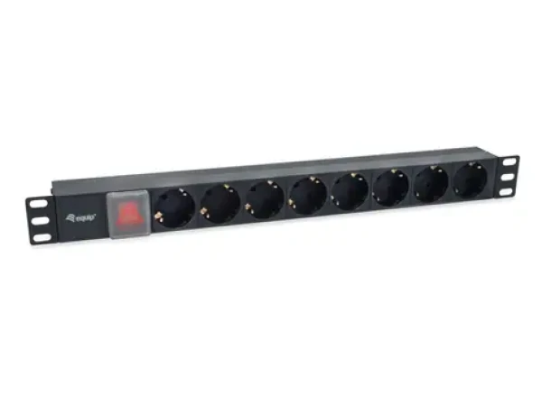 Equip PDU 8x Schuko čierna / Zásuvková lišta do racku / 1U / IEC C14 / vypínač / 10 A / 2500 W (333286)