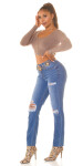 Sexy Highwaist Used Look Mom Jeans denimblue