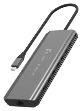 J5Create USB-C Dual 4K Mini Dock sivá / Dokovacia stanica / 2x HDMI 144Hz / 2x USB-A / RJ-45 / hliník (JCD398-N)