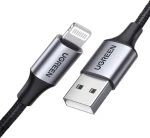 Ugreen Kábel USB-A - Lightning 1 m čierna / Synchronizačný a nabíjací kábel / 480 Mbit/s (60156)