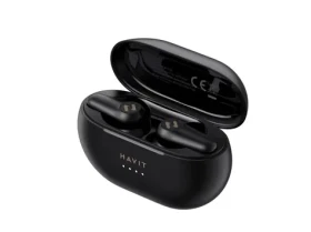 Havit TW915E čierna / Bezdrôtové slúchadlá do uší / mikrofón / Bluetooth 5.2 / nabíjacie púzdro / až 8 h (TW915Eblack)