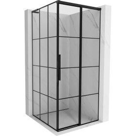MEXEN/S - Rox L sprchový kút posuvný pravá 95 x 95, čierna kratka, čierna 8C2L-095-095-70-77-P