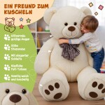 Deuba Veľký krémový plyšový medveď 100 cm - XXL so srdcom