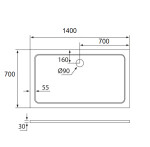 H K - THOR Sprchová vanička z liateho mramoru, obdĺžnik, 140x70x3 cm SE-THOR-14070