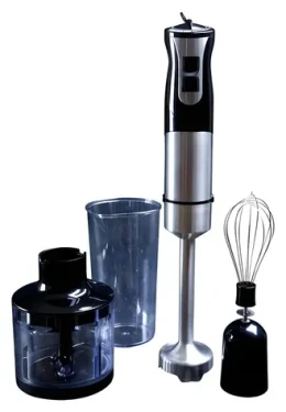 Gastronoma 18210001 čierno-strieborná / Ručný mixér 3v1 / 1000 W / 2 rýchlosti / nádoba 0,6 l (18210001)