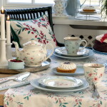 GREEN GATE Bavlnený behúň na stôl Julani White 45 × 140 cm