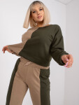 Tmavě béžovo-khaki mikina plus size velikosti bez kapuce Amishi S/M