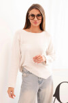 Dámsky viskózový sveter s dlhými rukávmi a okrúhlym výstrihom béžovej farby UNI