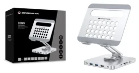 Conceptronic DONN26G strieborná / Dokovacia stanica a stojan / HDMI / 2x USB-A / USB-C / čítačka kariet (DONN26G)