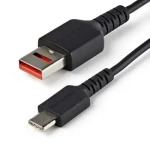 StarTech čierna / Bezpečnostný nabíjací adaptér / USB-A - USB-C / 12 W / 1 m (USBSCHAC1M)