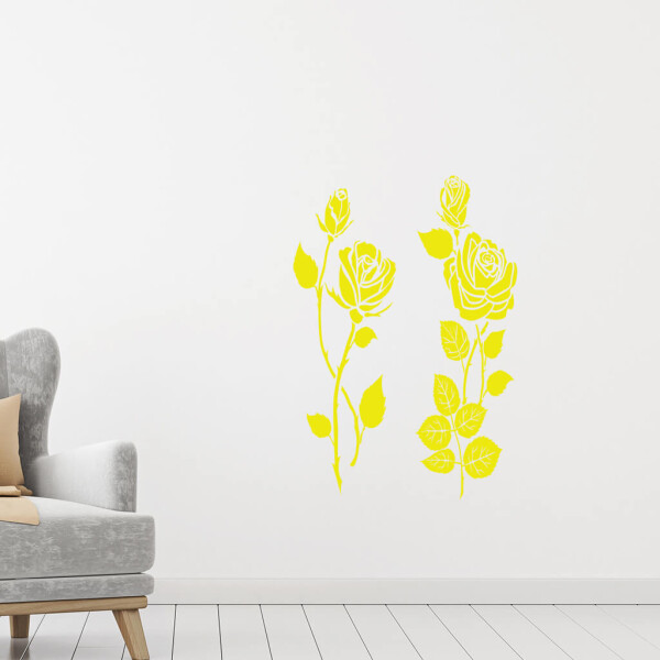 Veselá Stena Samolepka Dve ruže Farba: žltá, Veľkosť: 80 x 88 cm