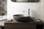 SAPHO - TURF betónové umývadlo na dosku vrátane výpuste, priemer 44cm, čierny granit AR436