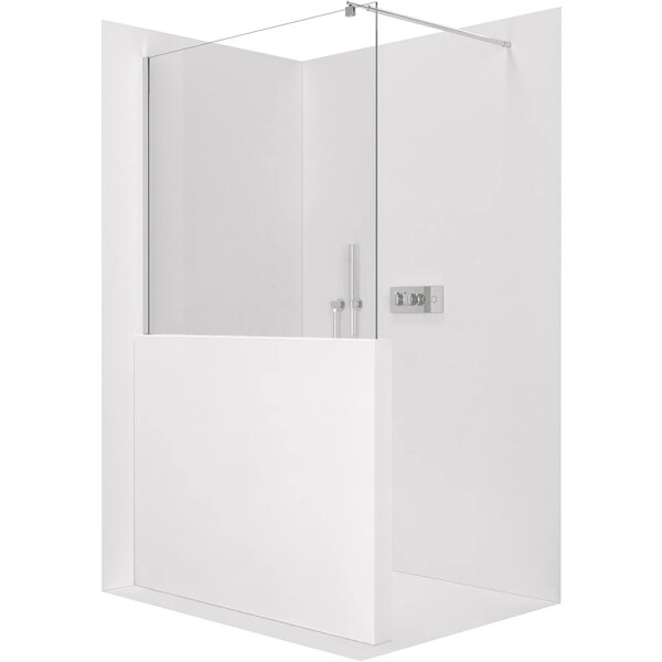 CERANO - Sprchová zástěna Walk-in Onyx Half Round L/P - 8 mm - kulatá vzpěra - chrom, transparentní sklo - 90x100 CER-681610