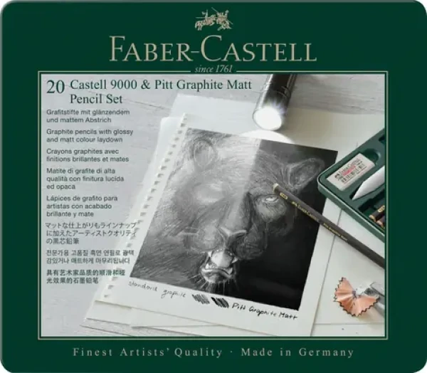 Faber-Castell Pitt Graphite Matt Castell 9000 Grafitové ceruzky sada 20 ks (115224)