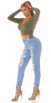 Sexy Highwaist Mom Jeans in Used Look denimblue