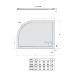 POLYSAN - RENA L sprchová vanička z liateho mramoru, štvrťkruh 90x80cm, R550, ľavá, biela 72890