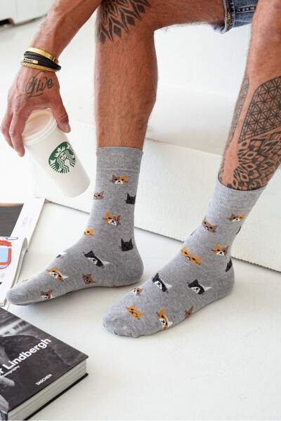 PÁNSKE PONOŽKY S MAČACOU HLAVOU 0125.096 GREY MELANGE 39-42