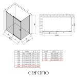 CERANO - Sprchovací kút Santoro Ľ/P - 8 mm - čierna matná, grafitové sklo - 160x100x195 - posuvný CER-8050BD7313