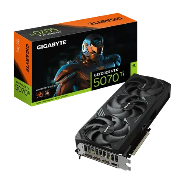 GIGABYTE GeForce RTX 5070 Tí WINDFORCE OC SFF 16GB / 2300MHz / 16GB GDDR7 / 256-bit / 1x HDMI + 3x DP / 750W (16) (GV-N507TWF3OC-16GD)