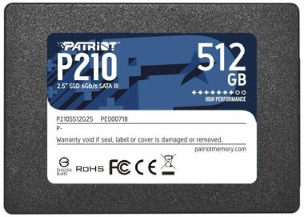 Patriot P210 512GB / SSD / 2.5 / IOPS: 50K 50K / SATA III (P210S512G25)