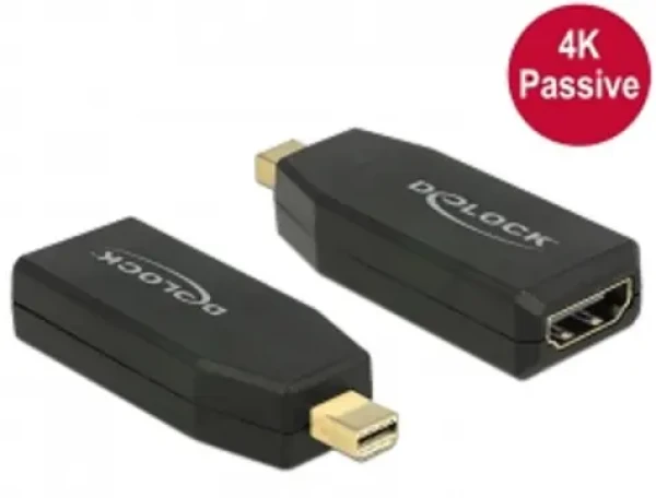 DeLock Adaptér mini Displayport 1.2 samec gt; HDMI samica 4K pasívny / čierny (65583DE)