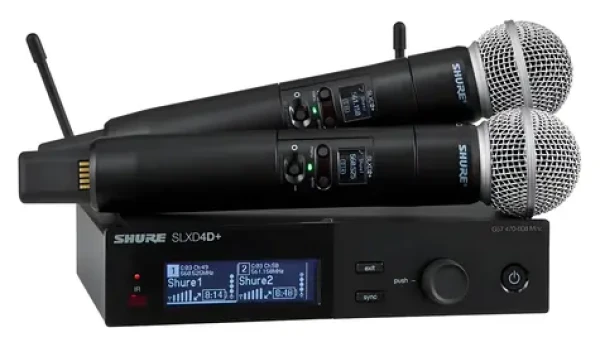 Shure SLXD24D+E/58-G65 / Bezdrátový mikrofonní systém / 2 kanály / 2x ruční mikrofon / UHF 470-606 MHz (SLXD24D+E/58)