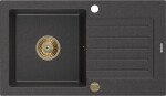 MEXEN/S MEXEN/S - Pablo granitový drez 1 s odkvapkávačom 752 x 436 mm, čierna kropenatá, + zlatý sifón 6510751010-76-G