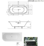 BESCO - Asymetrická vaňa AVITA SLIM+ - Nožičky k vani - S nožičkami, Rozmer vane - 160 × 75 cm, Spôsob prevedenia - Pravé VANAVIT16SLIMPP+OLVPINOZ