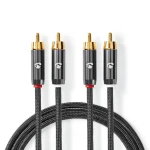 Nedis Stereo Audio kábel 2x RCA (M) - 2x RCA (M) 2.00 m šedá (CATB24200GY20)