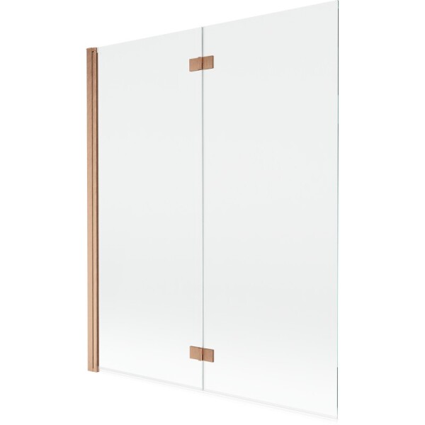 MEXEN - MIST vaňová zástena 140x150 cm 6mm 2-s, meď kartáčovaná, číra, ľavá 8A9-140-002-65-00-L