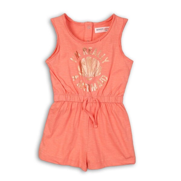 Bavlnený dievčenský overal, Minoti, TG PLAYSUIT 1, ružový - 80/86 | 12-18m