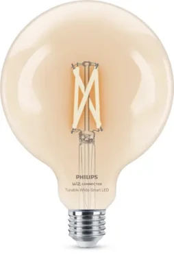 WiZ Filament G125 číra / Múdra LED žiarovka / E27 / 2700-6500K / 7 W / 806 lm / stmievateľná (SKL000481796)