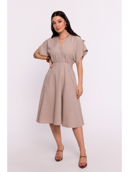 Roztiahnuté šaty B278 béžová - BeWear L